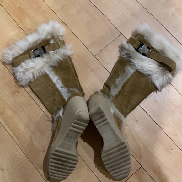 Coach Suede Fur Trimmed Wedge Boots - Picture 3 of 9